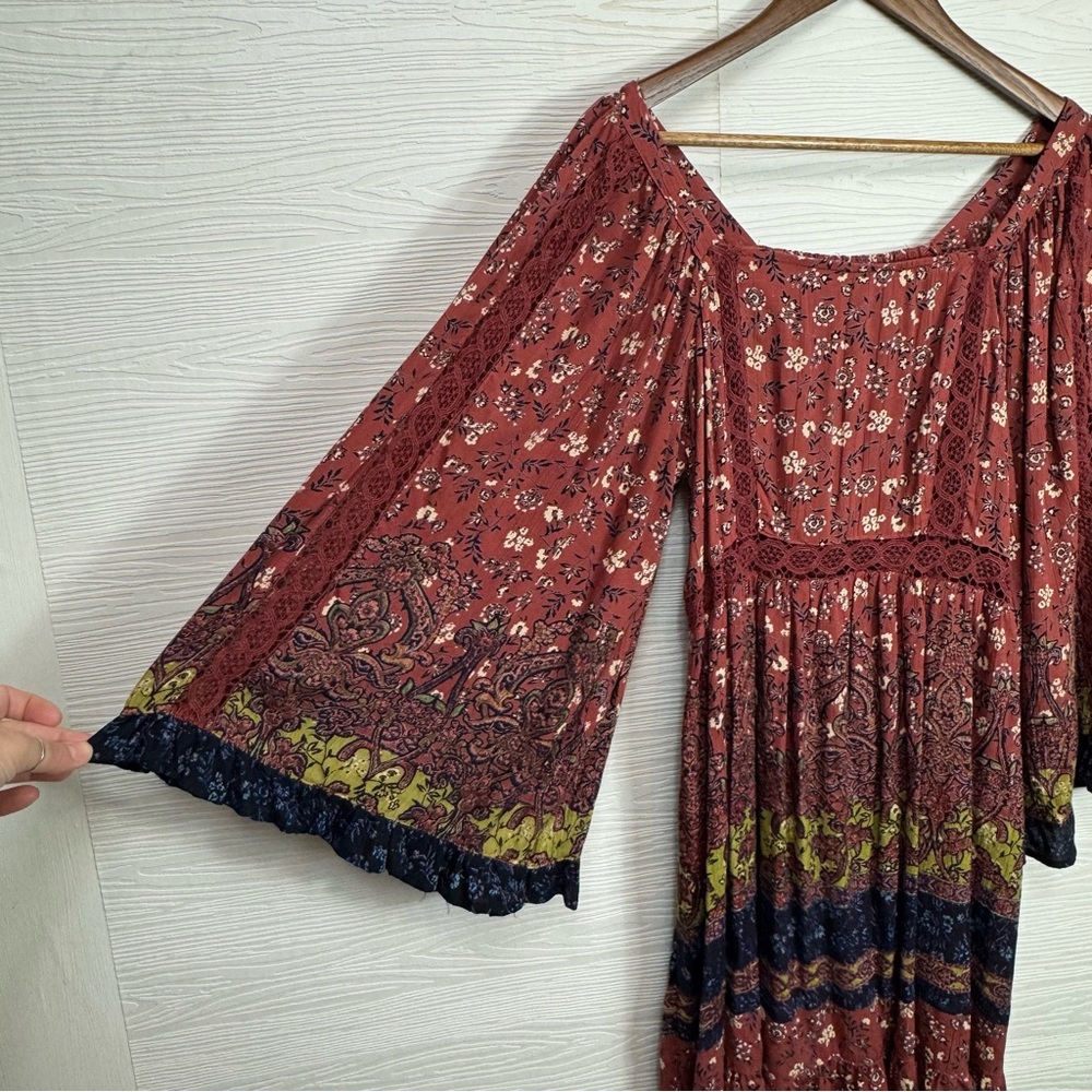 Angie Floral Bell Sleeve Lace Boho Festival Dress Large - Picture 5 of 11